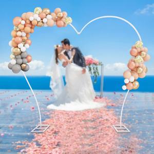 Large Heart-Shaped Balloon Arch Stand White Metal Wedding Arch Frame Backdrop Stand with Base for Wedding Birthday Bridal Shower Party Graduation Decorations Supplies (8.7ft L X 7.7ft H), White