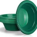 30 Pack 12 oz Dark Green Disposable Plastic Bowls Dessert, Ice Cream, Salad, Soup Serving Cups for Party, Picnic, Food Snacks (Dark Green)