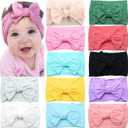 CLLOT Super Stretchy Soft Knot Headbands with Hair Bows Head Wrap Hair Accessories For Newborn Baby Girls Infant Toddlers Kids