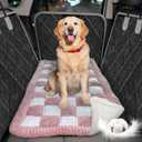 Thickened Dog Bed for Car Back Seat, Upgraded Bottom Non-Slip, Fits Hard Bottom car seat Cover for Dogs, Premium Mixed Color, Dog Car Seat Cover (Pink-White)
