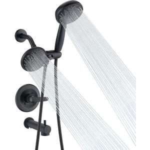 Replacement Faucet Shower Trim Kit for Delta 1300/1400 & 13/14 Series, Tub Shower Faucet Set, High Pressure Dual Shower Head Combo - Matte Black (Valve/Cartridge Not Included)