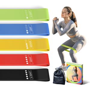 Resistance Loop Exercise Bands, Resistance Bands Exercise Bands for Home Fitness, Stretching, Strength Training, Physical Therapy,Elastic Workout Bands for Women Men Kids, Set of 5 (Multicolor)
