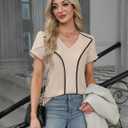 BMJL Womens Blouses Dressy Casual Short Sleeve Shirts Work Business Outfit Trendy Summer Tops (White, L)