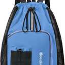 Hoedia Mesh Swim Bag Drawstring Backpack Beach Backpack for Swimming, Pool, Gym, and Workout Gear (Blue)
