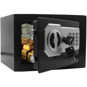 Yuanshikj Key Electronic Keypad Security Safe Lock Box Steel Digital Deposit for Home Office Hotel Business Cash Jewelry Storage (BLACK, 0.2 CF)