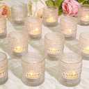 24 Pcs Votive Candle Holders, Clear Glass Candle Holders Bulk for Table Centerpiece, Tea Lights Candle Holders for Wedding Shower, Party and Home Decor