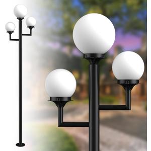 79'' Outdoor Post Lights Waterproof, Triple Head Street Light Pole Lamp for Outside,3Pcs 10W LED Bulbs Included, Waterproof Outdoor Post Light Fixtures for Garden/Yard/Patio/Driveway, Black-C