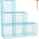 C&AHOME Wire Cube Storage, 6 - Cube Organizer Metal C Grids, Modular Shelves Units, Closet Organizer, Ideal for Home, Office, Living Room, 36.6L x 12.4W 36.6H, Blue UWCS3006B