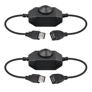 Onite 2-Pack USB Rotary Dimmer Switch with Knob, Current Adjustable Controller for 5V USB LED Strips, Lights, USB Fans (Black)