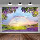 10 X 8 ft Lavender Flower Field Backdrop Photography backdrops Purple Flower Lavender Green Grass Lilac Flowers Sunset Sky Rainbow Party Background Photography Studio Backdrop