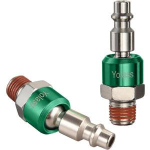 Yolass Air Tool Fittings,2Pcs 1/4"NPT 360Swivel Utility Industrial Air Hose Fittings,Suitable for Air Compressors