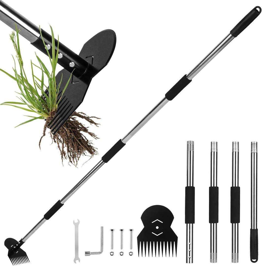 Garden Weed Tool,Portable Gardening Weeder Tool,63" Weeding Tools Gardening long Handle,12-Claw Steel Head Design - Easy weeding without bending or squatting down,Suitable for farm planting,gardening