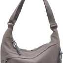 Crossbody Nylon Crescent Bag for Women - Lightweight Small Hobo With 2 Pack Inner Dumpling Bag - Casual (J-grey)