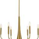 Gold Chandelier Light Fixture, 6-Light Modern Farmhouse Kitchen Chandeliers Over Table Hanging, Industrial Metal Chandeliers for Dining Room Entryway Bedroom Living Room Foyer Hallway
