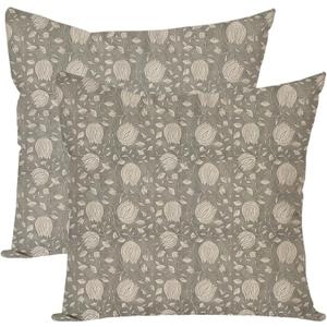 Vintage Floral Block Print Decorative Throw Pillow Covers 18x18 Inch Set of 2 Green Outdoor Cottage Spring Summer Decor Cushion Cases Country Decorations for Home Room Couch (18" x 18" (Pack of 2), Grayish Green)
