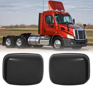 Pair Black Hood Mirror Cover Fit 2008-2017 Freightliner Cascadia