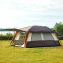 KTT Extra Large Tent 12 Person,Family Cabin Tents,Awning,2 Rooms,4 Doors and 4 Windows with Mesh,Straight Wall,Waterproof,Double Layer,Big Tent for Outdoor,Picnic,Camping,Family Gathering