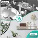 Glass Shelves for Bathroom, 16IN Brushed Nickel Bathroom Shelves for Wall Rectangular Stainless Steel Tempered Glass Modern use for Shelf Sink Over Toilet