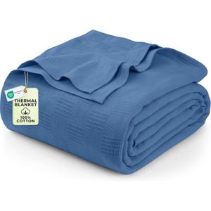 Utopia Bedding Wedgewood 100% Cotton Blanket [Twin Size - 90x72 Inch] 350GSM Lightweight, Soft and Breathable Thermal Blanket for All Seasons