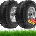 USCaster 13x5.00-6 Tire and Wheel Flat Free Assemblies (2 Pack), 13 x5x6 Solid Rubbe Tires and Wheel for Riding Lawn Mower - With 3/ 4" Bushings (Extra 5/ 8" Bushings) and 3" Centered Hub (Gray)