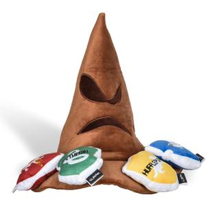 Harry Potter House Sorting Hat Burrow Pet Toy | Dog Toy Sorting Hat with House Plush Removable Parts | Sorting Hat Burrow Toy for Dogs | Crinkle Dog Toy, Dog Chew Toys 10 inch