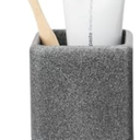 INIUNIK Toothbrush Holder for Bathrooms, Resin Bathroom Toothbrush Holder Set Tooth Brushing Holder, Cute Toothbrush Cup Organizer Tumbler for Bathroom Vanity Countertop, Dark Grey