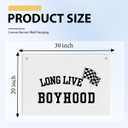 Threegoat Long Live Boyhood Banner, Toddler Boy Room Decor & Linen Wall Hanging Canvas Banner Flag, Boho Nursery Playroom Toddler & Boys Kids Room Decoration - D05