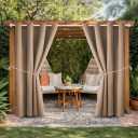 Waterproof Outdoor Curtain W52 x L84 - Grommet Top Sunlight Blocking Window Treatment Drapes Blackout Curtains for Home Bedroom Living Room Outdoor Patio Porch Pergola (Camel Brown, 2 Panels)