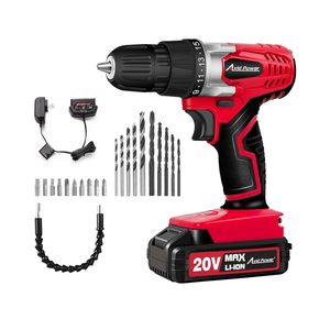 AVID POWER 20V MAX Lithium lon Cordless Drill Set, Power Drill Kit with Battery and Charger, 3/8-Inch Keyless Chuck, Variable Speed, 16 Position and 22pcs Drill Bits (Red)