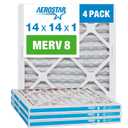 Aerostar 14x14x1 MERV 8 - 4 Count - Pleated HVAC, Furnace & Air Conditioner Filters - Removes Dust, Lint, Mold & Allergy-Causing Pollen