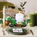 Winlyn 4 Pcs St. Patrick's Candle Ring Lucky Shamrock Candle Wreath Rings Green Clover and Berry Wreaths 9.5" for Spring Irish St. Patrick's Day Wedding Kitchen Cabinet Wall Window Front Door Decor