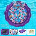 Inflatable Pool Float, OkSUWATER 78" x 78" Pool Floats for Adult Heavy Duty with Headrest and Grab Handles, Cooling Pool Floatie Bed for Summertime Pool, River, Beach, Outdoor Water Party（Purple-XXL）