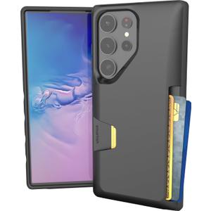 Smartish Galaxy S23 Ultra Wallet Case - Wallet Slayer Vol. 1 [Slim + Protective] Grip Credit Card Holder - Drop Tested Hidden Card Slot Cover for Samsung Galaxy S23 Ultra - Black Tie Affair