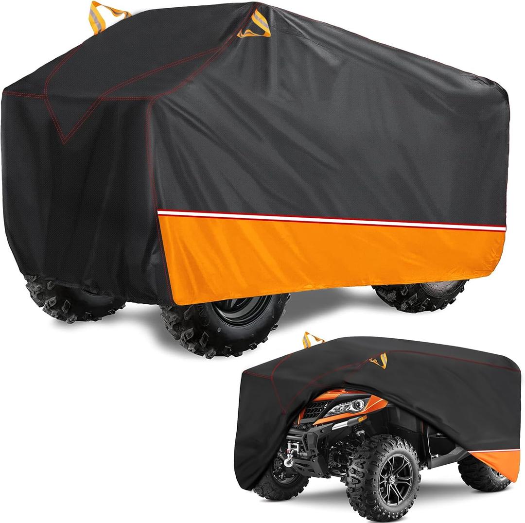 Black Orange Waterproof ATV Cover, All Season Weather Outdoor Dustproof UV Protection Covers Suitable for Kawasak,Honda,Polaris (82" Inch)