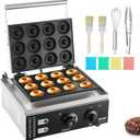 VEVOR Electric Donut Maker, 1550W Commercial Doughnut Machine with Non-stick Surface, 12 Hole Double-Sided Heating Waffle Machine Makes 12 Doughnuts, Temperature 122-572, for Restaurant & Home Use