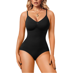 Irisnaya Women Slimming Bodysuits Shapewear Tops Tummy Control Body Shaper Spaghetti Strap Camisole Leotards Bodycon Jumpsuit, M/L