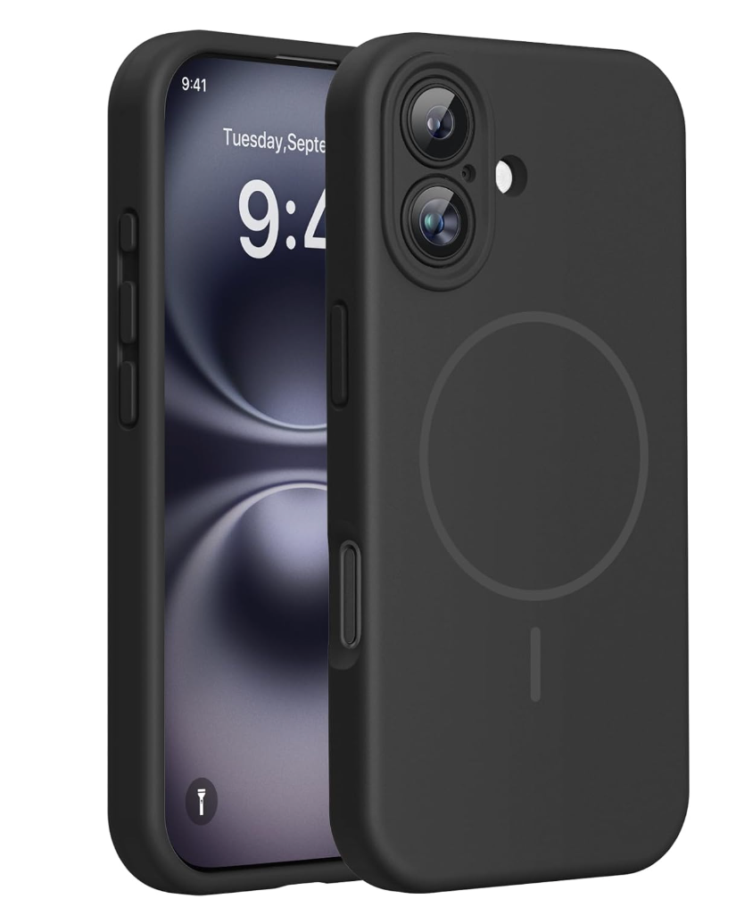 Miracase Compatible with iPhone 16 Case, [Soft AntiScratch Microfiber Lining], Compatible with MagSafe, Liquid Silicone Case Shockproof Drop Protection Phone Case for 16,Black