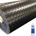 Heavy Duty Diamond-Plate Rubber Flooring Roll 4x6 FT, Multi-Purpose Waterproof Anti-Slip Floor Mat, Easy to Clean Under Equipment, Mats for Garage, Gym, Stable, Basement, Kennel