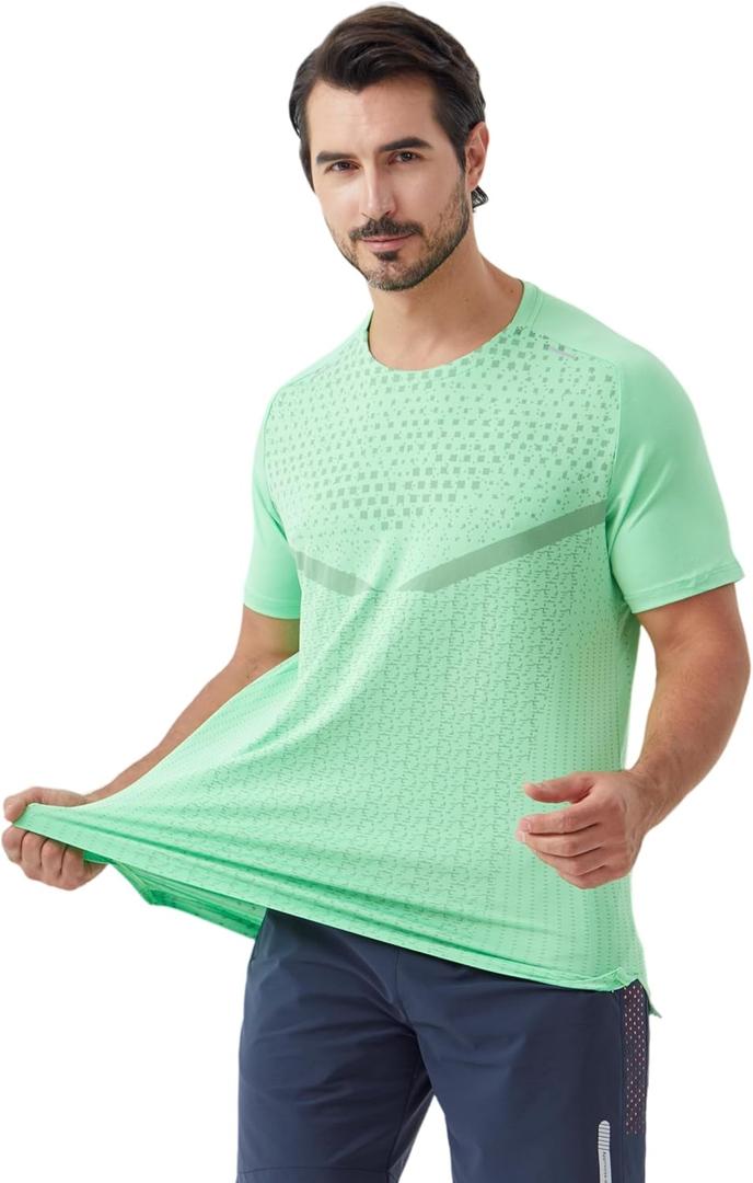 2 x Men's Athletic T-Shirts Moisture Wicking Cool Running Short Sleeve Tee Gym Tennis Workout Hiking Cationic