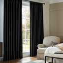 BGment Black Velvet Halloween Decor Curtains 90 Inches for Bedroom, Blackout Thermal Insulated Room Darkening Curtains with Back Tab and Rod Pocket for Living Room, Set of 2 Panels, 52 x 90 Inch
