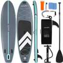 SereneLife 10’ Inflatable Stand Up Paddle Board with Premium SUP Accessories - Wide Stable Design with Non-Slip EVA Deck Pad, for Youth and Adults, 350 lbs. Capacity