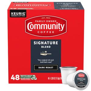 Community Coffee Signature Blend Dark Roast Single-Serve Keurig K-Cup Pods 48 Count (Pack of 1)