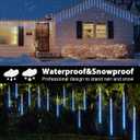 iBaycon 20 Tubes 640 LED Meteor Shower Rain Lights, 15.7 inches Cascading Icicle Lights Waterproof Outdoor, Connectable Falling Raindrop Light with Timer for Holiday Party Christmas Decorations (Blue)