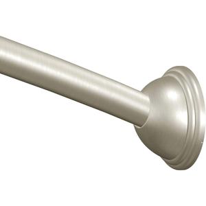 Moen Brushed Nickel 5-Foot Curved Fixed Mount Shower Curtain Rod with Pivoting Flanges, CSR2165BN