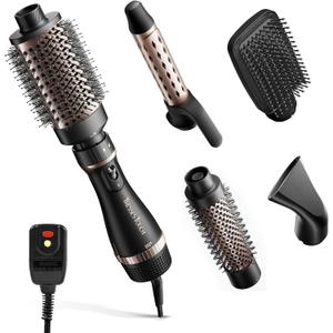 Hair Dryer Brush Set, 5-in-1 Blow Dryer Brush Set, Multi Hot Air Hair Styler for Salon Blowouts, Smooth Curls, Volumizing and Straightening, Sleek and Less Frizz, Rose Gold