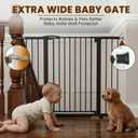 Mumeasy 36" Extra Tall Baby Gate for Stairs, 29.7-48" Wide Dog Gate for Doorways, Walk Thru Pet Safety Gate for Indoor, Pressure Mounted with Auto Close, Easy Install No Drill for Toddlers, Black