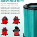 38753 Replacement HEPA Filters Compatible with Craftsman CMXZVBE38753 Wet/Dry Vac Filter for 5 to 20 Gallon shop vacuums,HEPA Filter(9-38753)