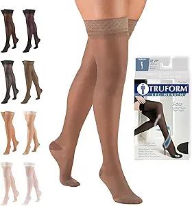 Truform Sheer Compression Stockings, 1520 mmHg, Women's Thigh High Length, 20 Denier, Nude, Large