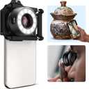 APEXEL 120X Phone Microscope Lens, Jewelers Loupe Magnifier with Eyecup/Illuminated LED Light/Universal Clip, Compatible with iPhone/Android Gems, Jewelry, Coins, Portable Mini Pocket Microscope