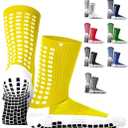 Lux Dual Grip Socks - Soccer Grip Socks for Men and Women. GripArray Performance & Comfort (Large, Yellow)